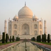 Agra Taj Mahal 14 Taj Mahal Close Up Reflected In Second Pool At Sunrise