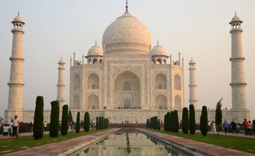 Agra Taj Mahal 14 Taj Mahal Close Up Reflected In Second Pool At Sunrise